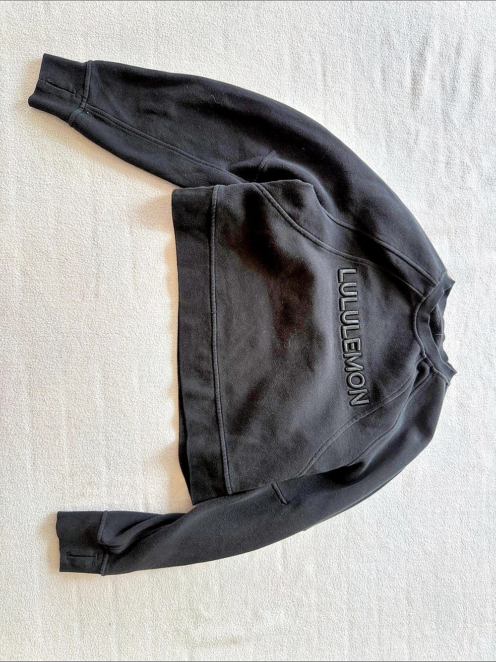 Lululemon Smooth Spacer Cropped Pullover Graphic Black Sweatshirt